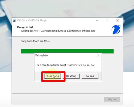 Đóng cửa sổ cài đặt sau khi hoàn thành