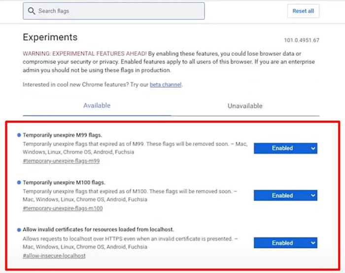 Hướng dẫn cấu hình chrome://flags/ và Relaunch trình duyệt