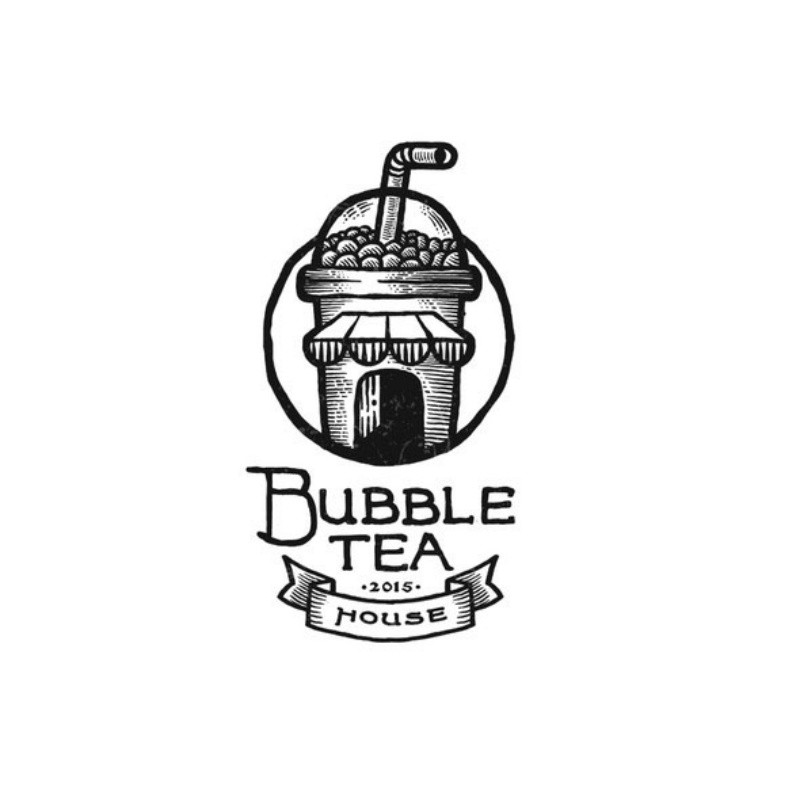 Mẫu logo trà sữa với font chữ và biểu tượng được phối hợp hài hòa