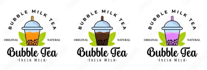 Logo trà sữa kết hợp hài hòa giữa hình ảnh và chữ viết