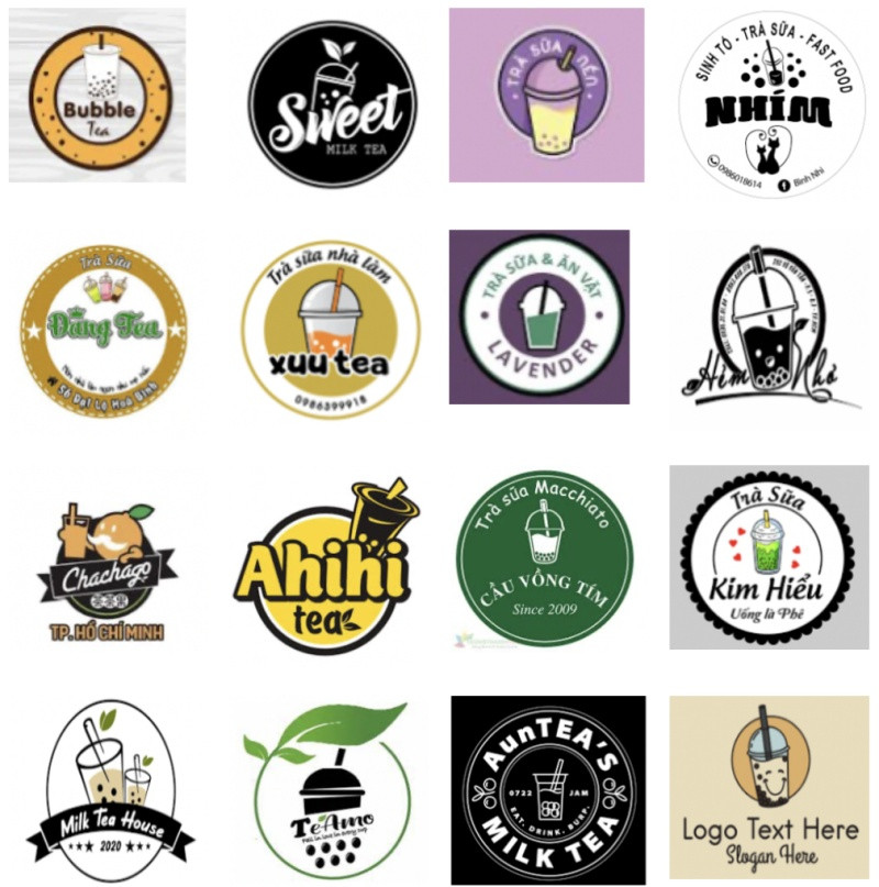 Thiết kế logo trà sữa với màu sắc tươi sáng và đậm đà hương vị
