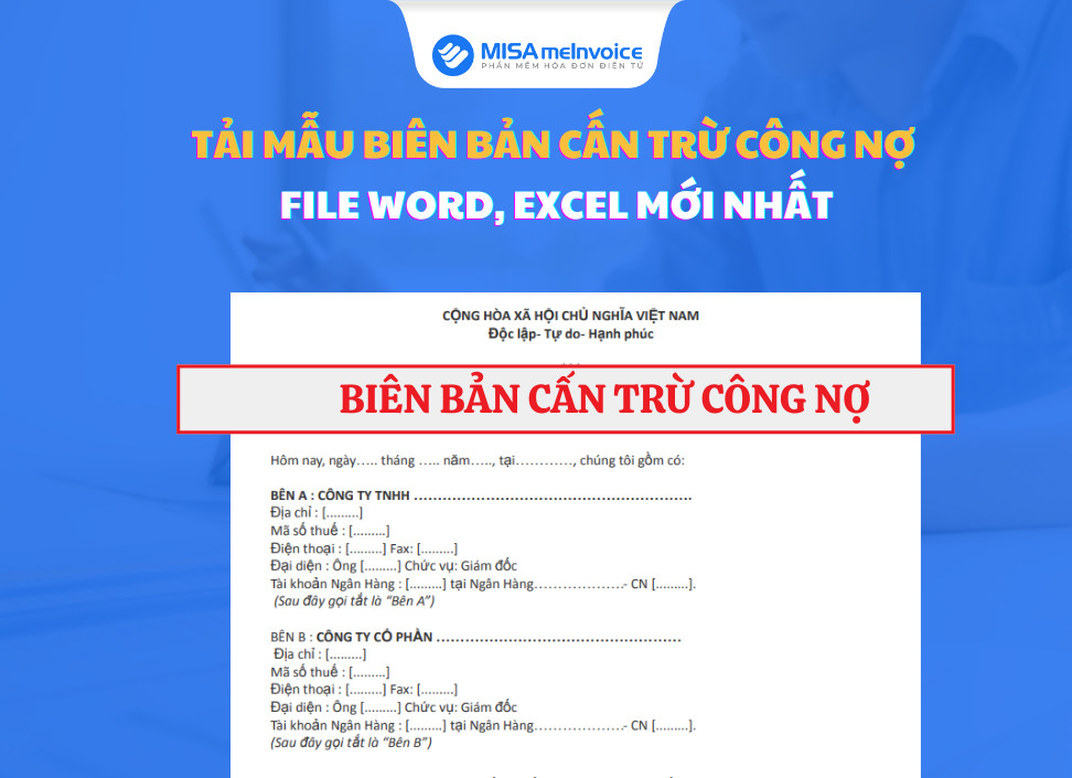 Mẫu biên bản cấn trừ công nợ