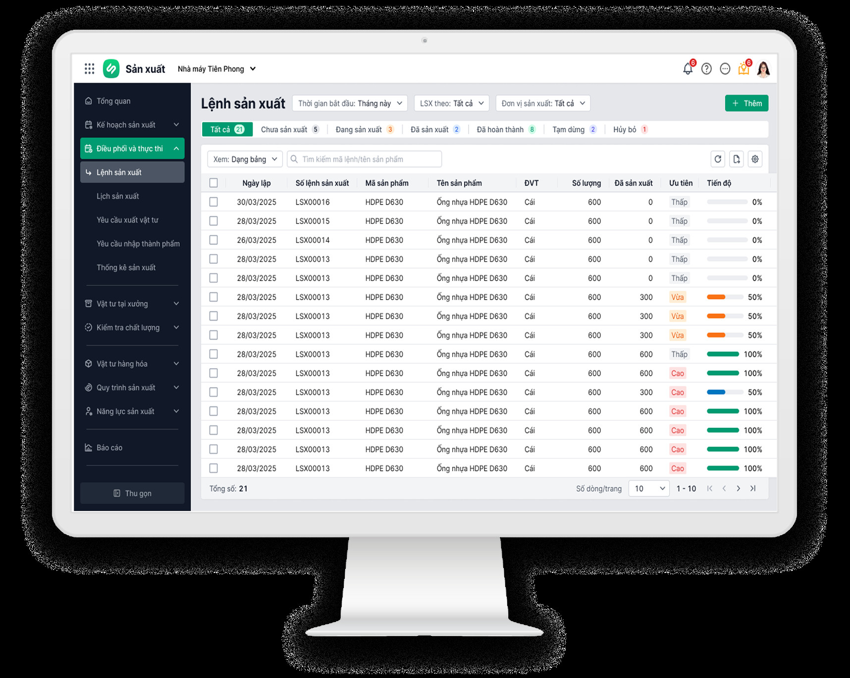 MISA AMIS Sản xuất Giao diện 1
