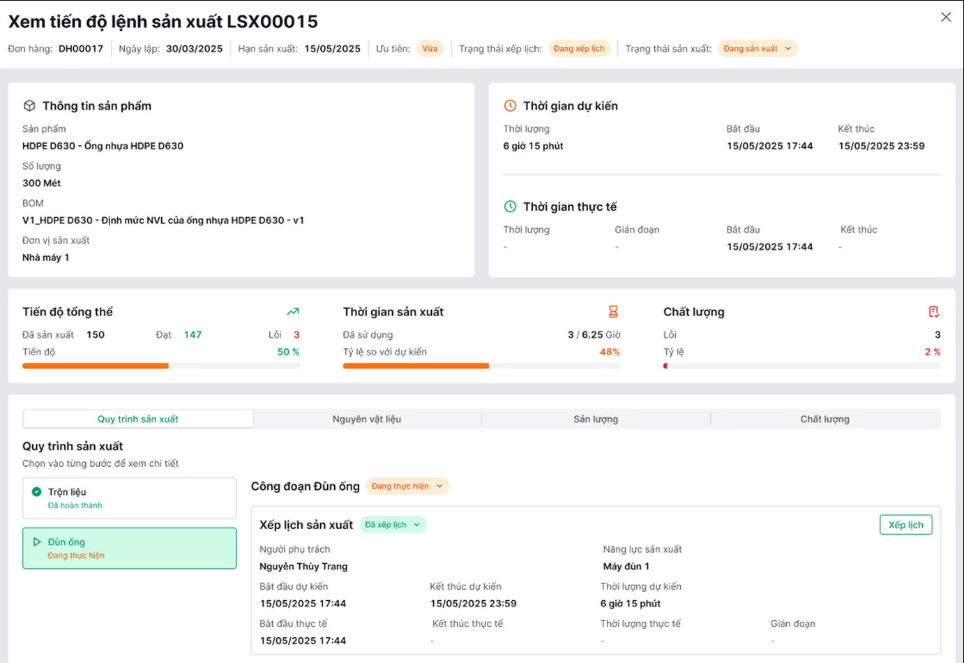 MISA AMIS Sản xuất Giao diện 5