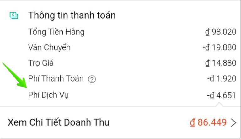 Giao diện thanh toán trên ứng dụng Shopee