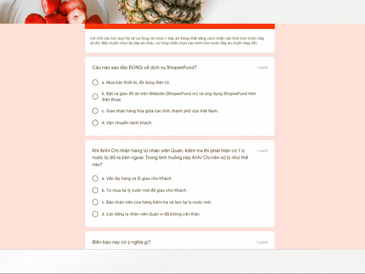 Nộp bài kiểm tra