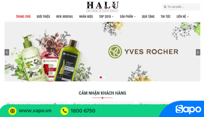 Giao diện website mỹ phẩm HALU uy tín và chuyên nghiệp
