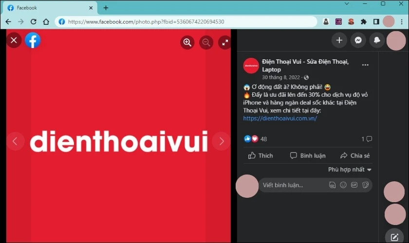Kết quả tìm kiếm Facebook bằng ID ảnh