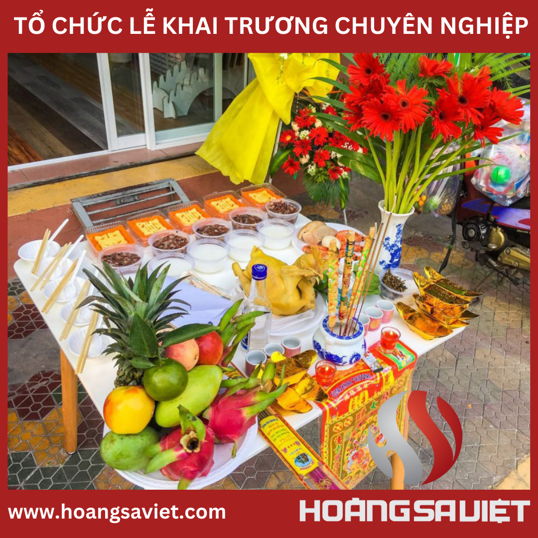 Mâm cúng khai trương thường đặt ngoài trời