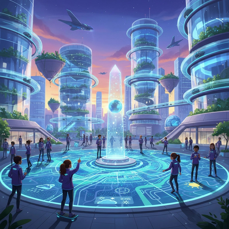 Bức vẽ thành phố tương lai với phong cách đẹp mắt nhưng đơn giản, dễ dàng để thực hiện