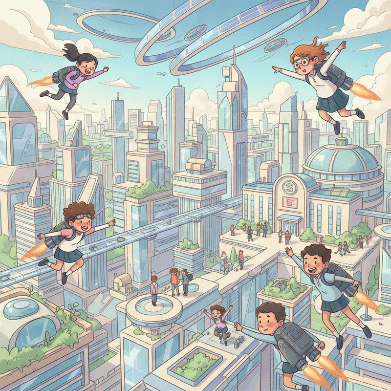 Một bức tranh thành phố tương lai đơn giản nhưng vẫn toát lên vẻ đẹp hiện đại và cuốn hút