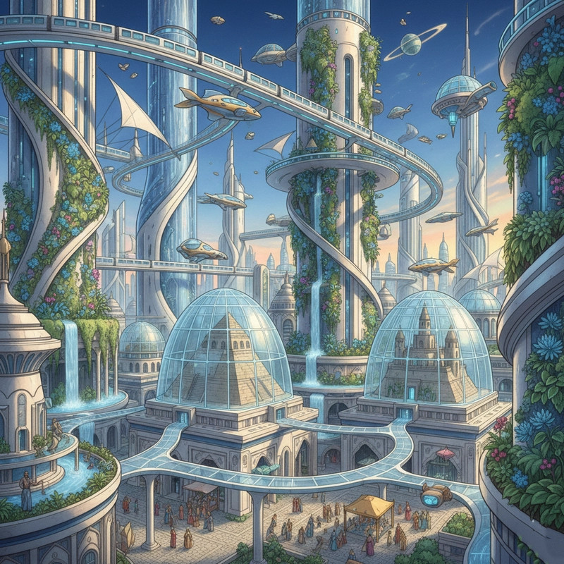 Hình ảnh thành phố tương lai được thể hiện một cách đơn giản nhưng đầy sáng tạo