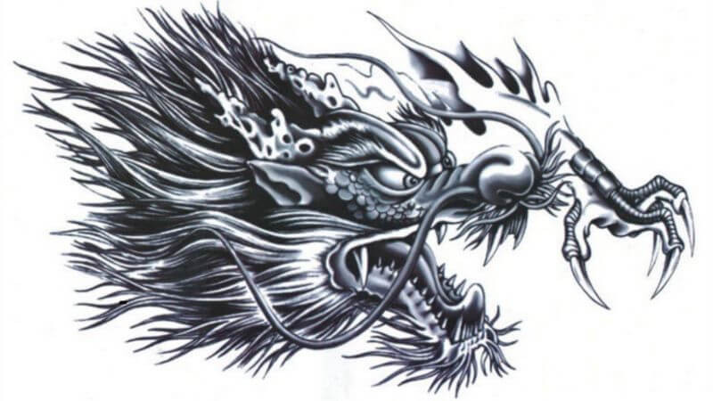 Một bức tranh vẽ rồng châu Á với thân hình uốn lượn và vuốt sắc nhọn