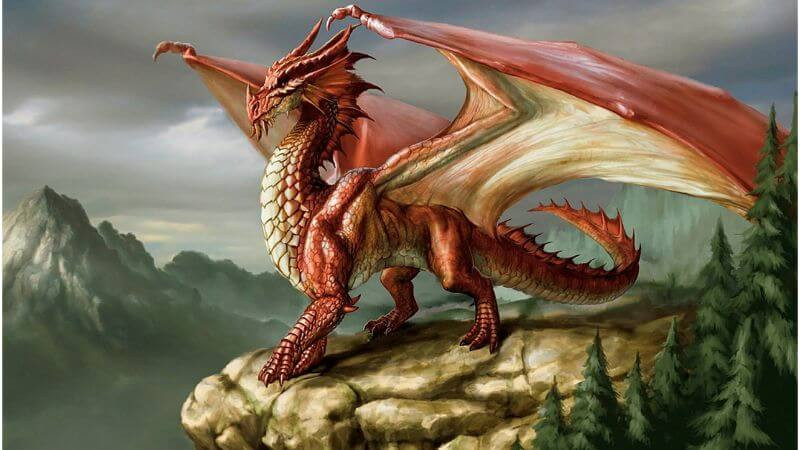 Bức tranh vẽ rồng châu Âu màu xanh bay lượn trên bầu trời