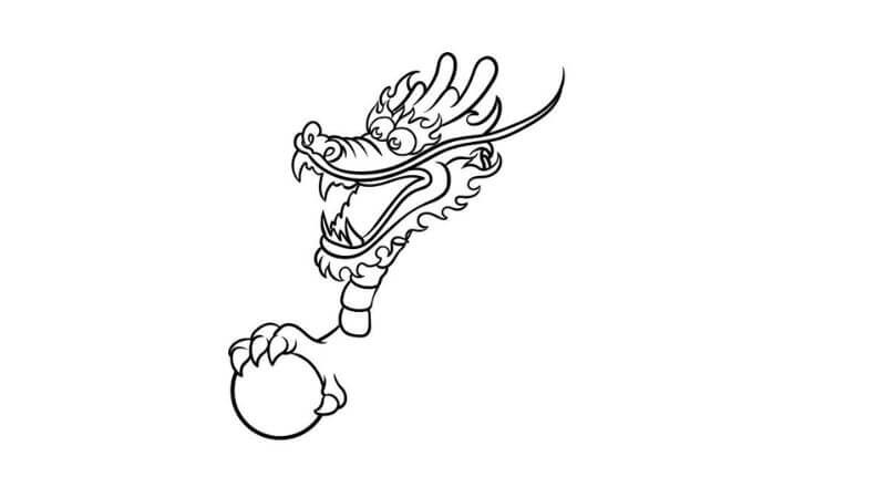 Vẽ móng vuốt trước của rồng châu Á đang ôm quả cầu