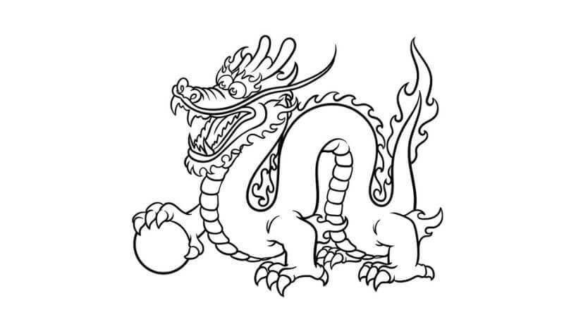 Vẽ đường viền hoàn chỉnh cơ thể rồng và hiệu ứng lửa