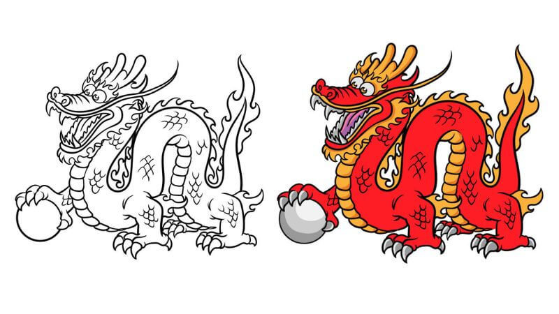 Hoàn thiện chi tiết, thêm vảy và tô màu cho rồng châu Á