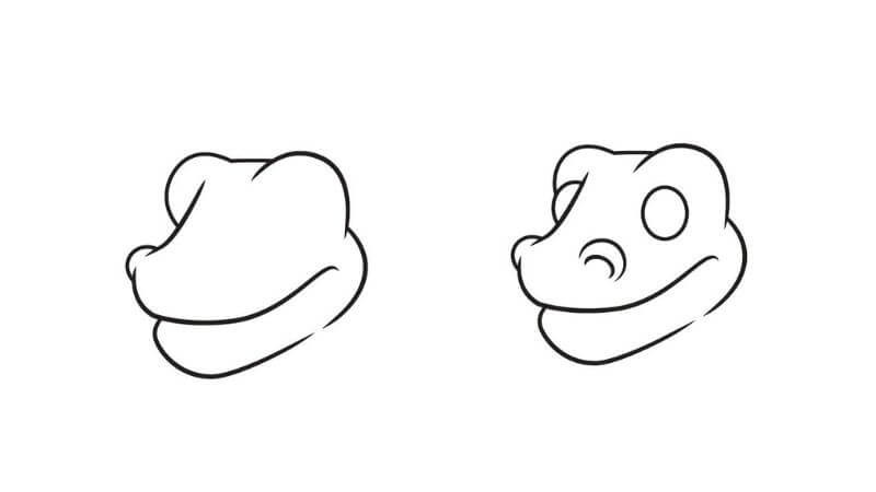 Phác thảo đầu rồng châu Âu với các chi tiết mắt, mũi, miệng