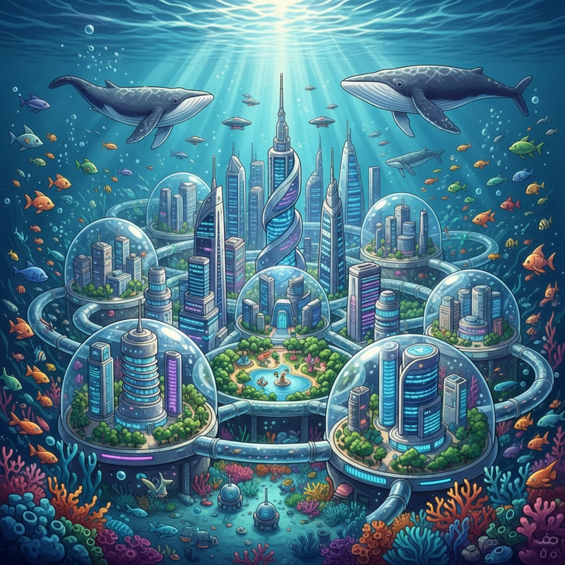 Bức tranh thành phố tương lai mang đến nguồn cảm hứng bất tận cho người xem