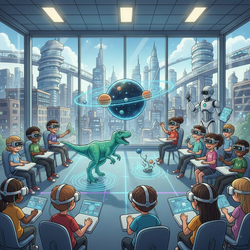 Phong cảnh thành phố tương lai với kiến trúc và công nghệ hiện đại, thể hiện sự phát triển