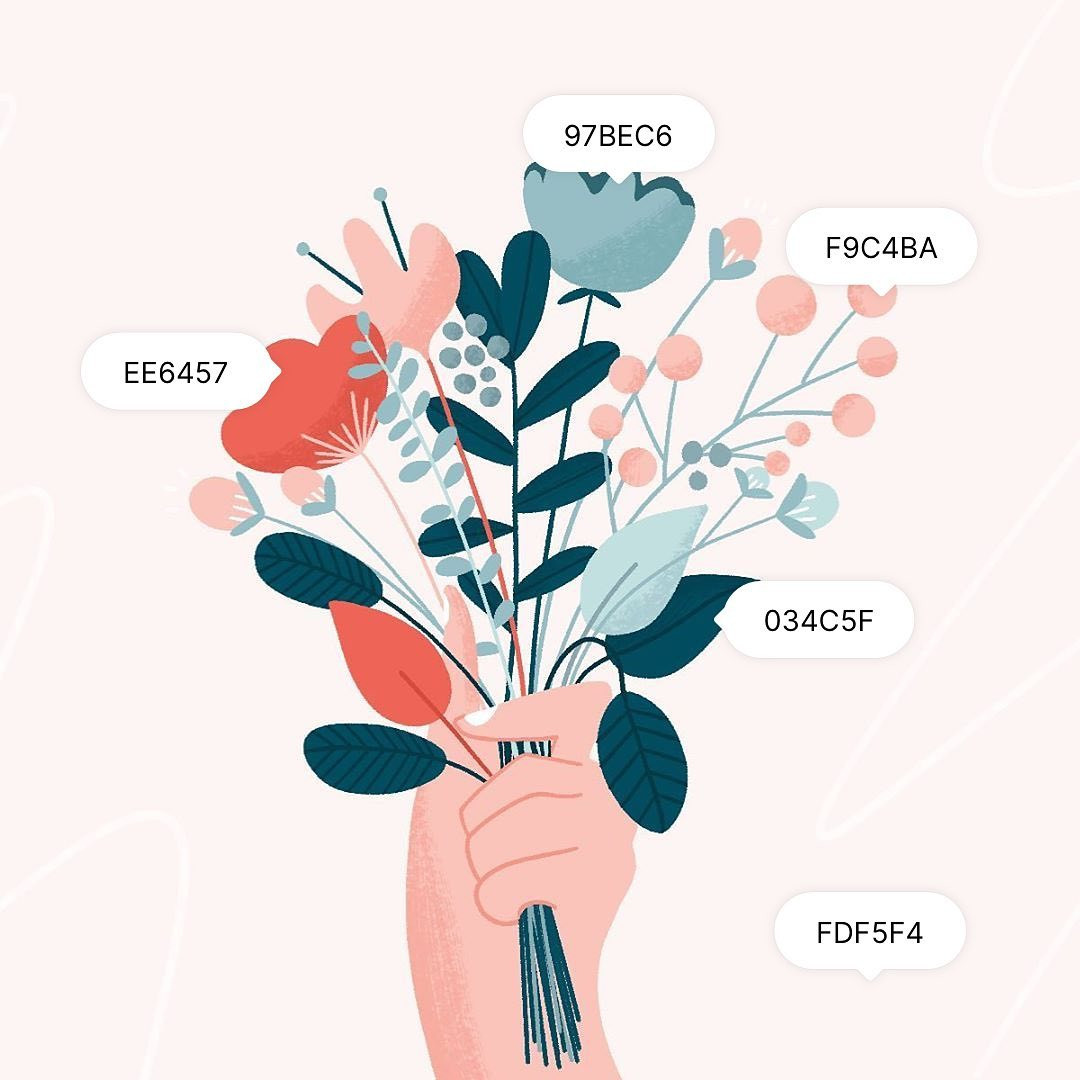 Bảng phối màu chứa các sắc thái xám nhạt, be và xanh mint