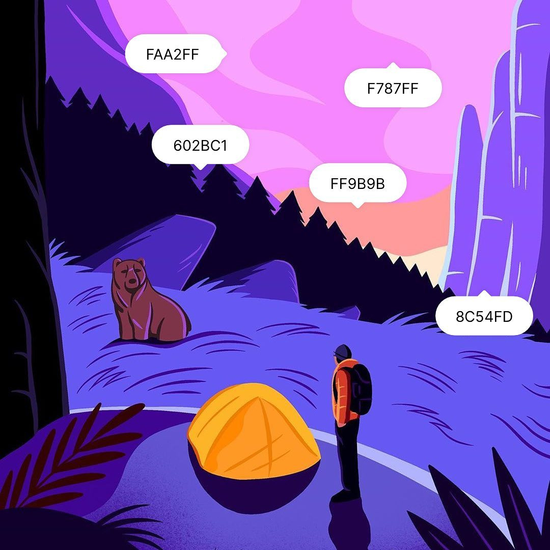 Bảng phối màu với các màu xanh lá cây non, hồng pastel và vàng kem