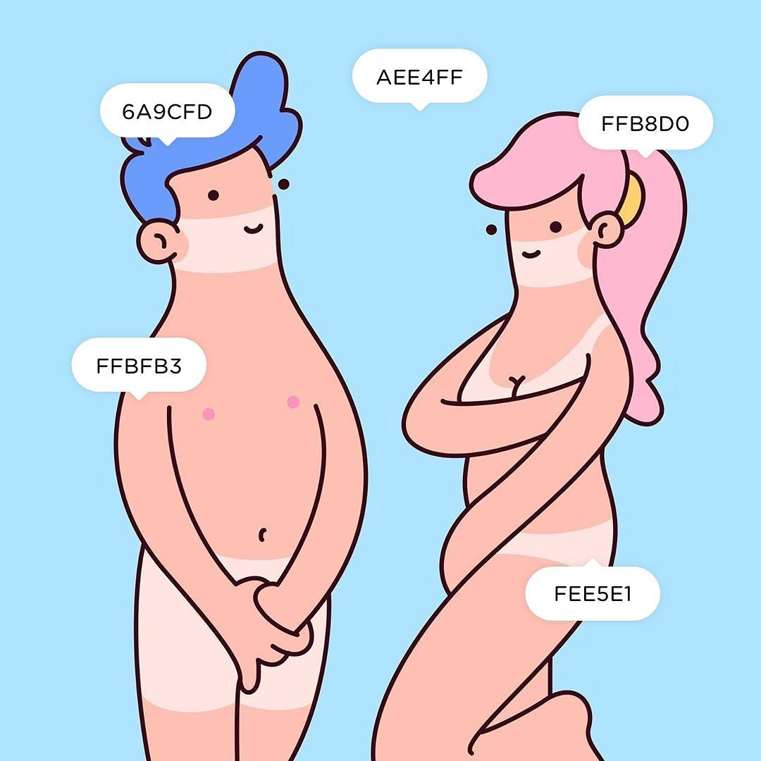 Bảng phối màu gồm các màu cam sáng, hồng fuchsia và xanh ngọc