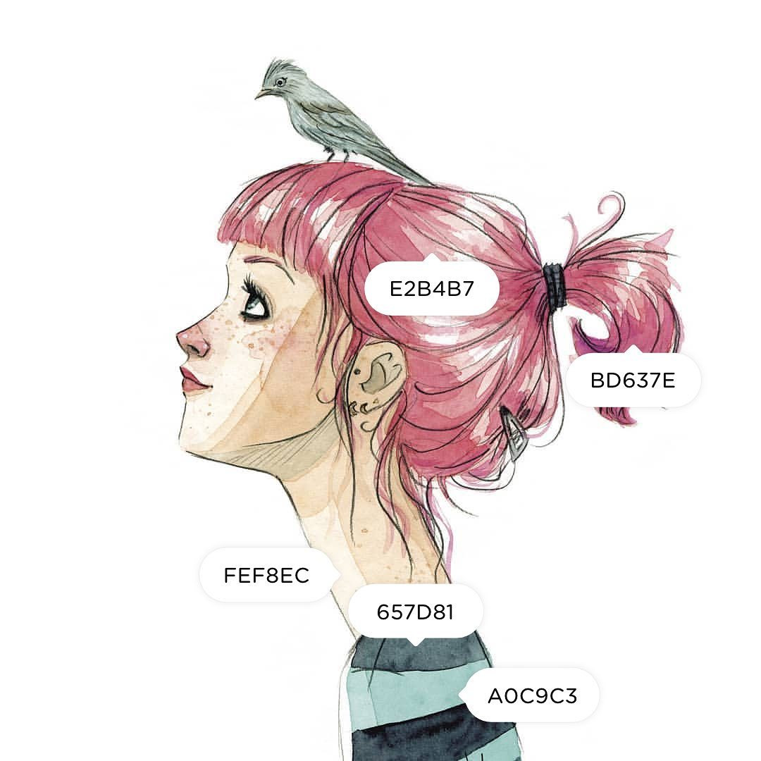 Bảng phối màu với các màu hồng phấn, tím lavender và xanh mint