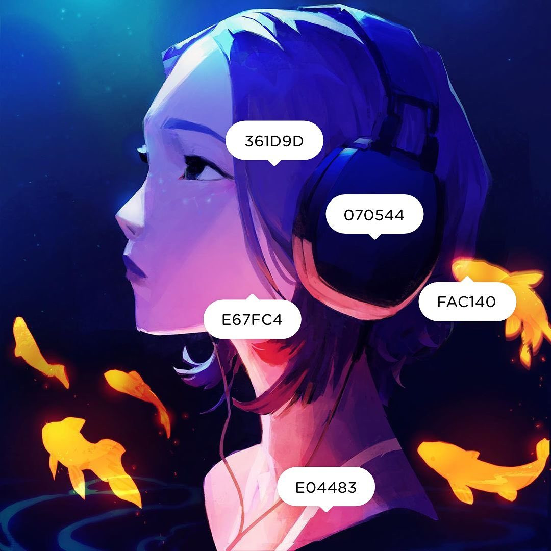 Bảng phối màu với các màu xanh rêu, nâu đất và cam nhạt