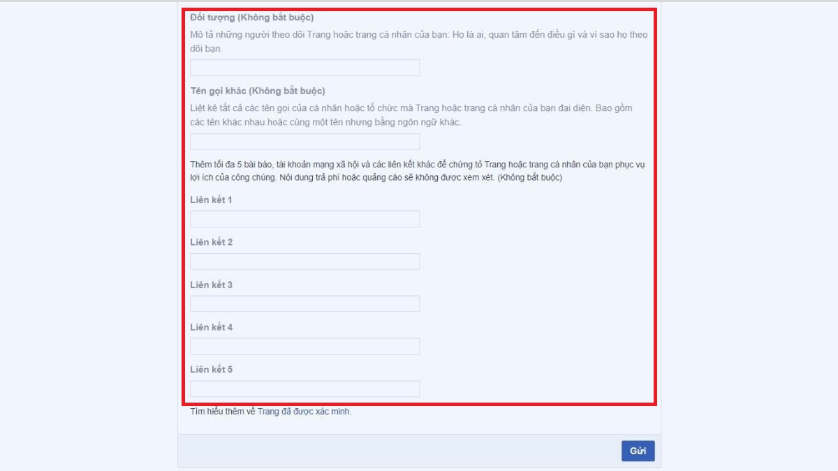 Bước 4: Điền thông tin bổ sung không bắt buộc và cung cấp liên kết