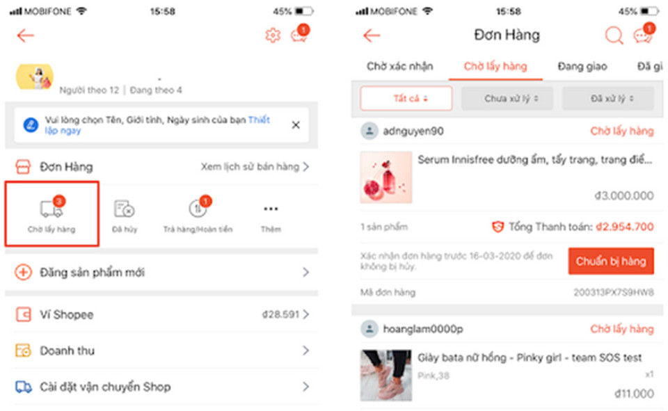 Có thể hủy đơn hàng trên Shopee ở trạng thái chờ lấy hàng
