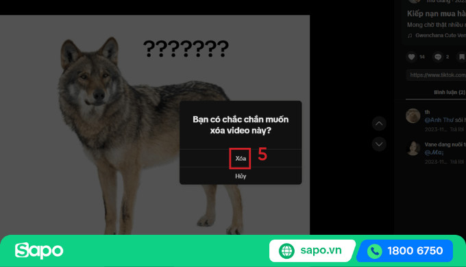 Xác nhận xóa video TikTok trên máy tính