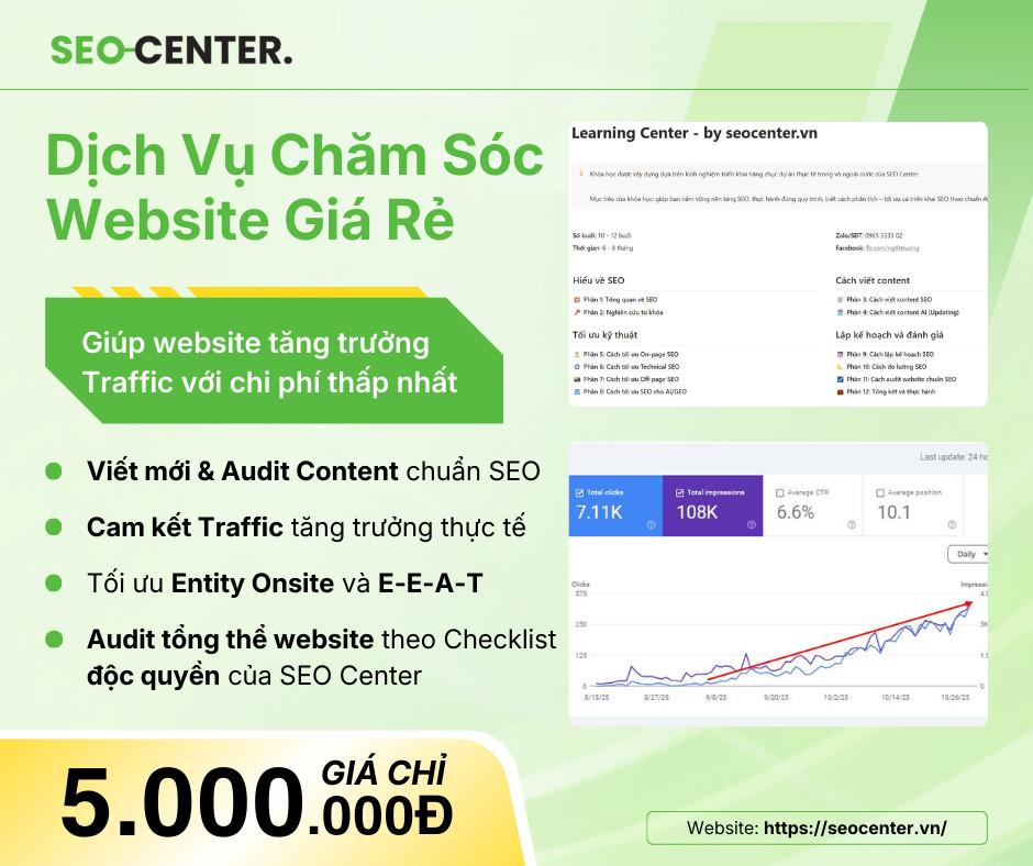 Tổng quan dịch vụ chăm sóc website giá rẻ của SEO Center với các gói cơ bản và nâng cao