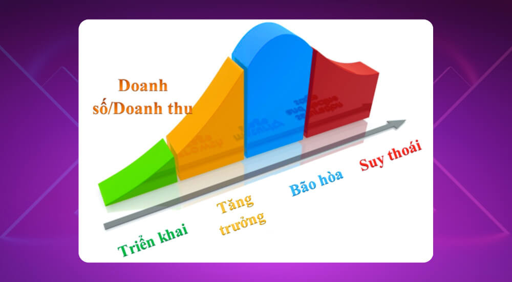 Sơ đồ minh họa 4 giai đoạn cơ bản trong chu kỳ sống của sản phẩm