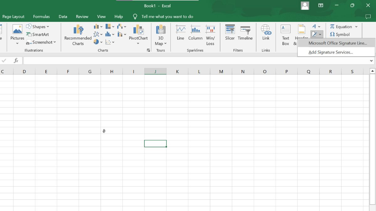 Vào Microsoft Office signature line