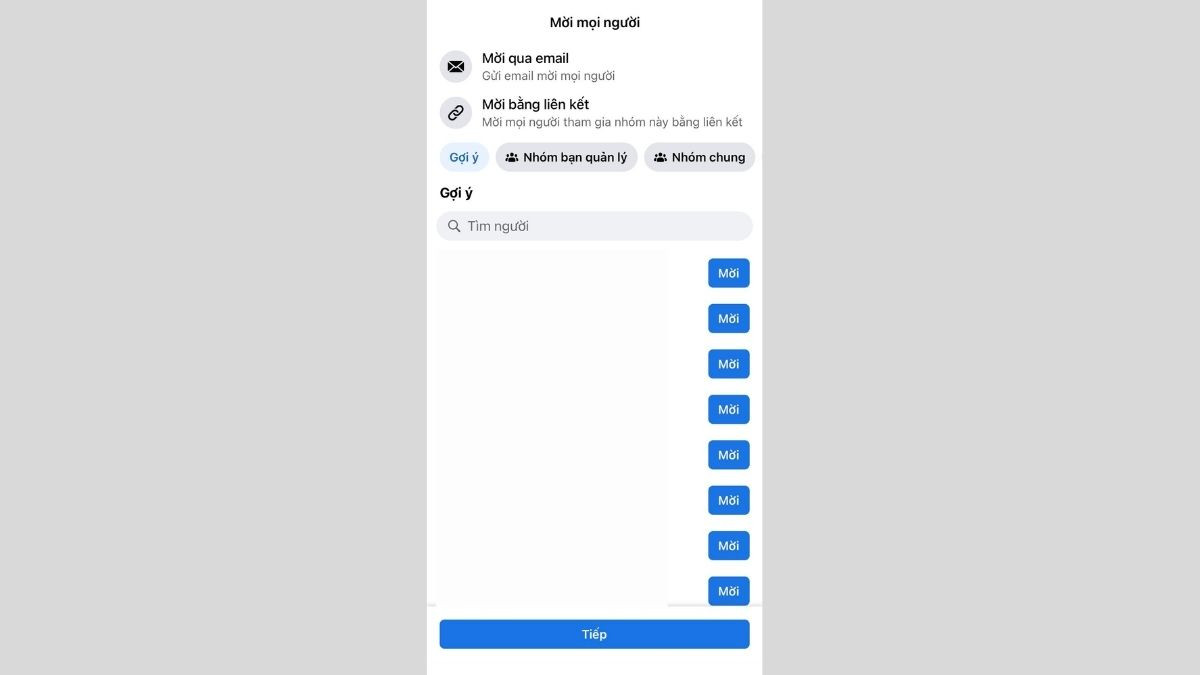 Hướng dẫn bước 4 tạo nhóm Facebook trên điện thoại: Thêm bạn bè vào nhóm