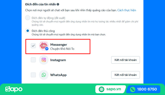 Chỉ chọn Messenger làm nền tảng nhắn tin để tối ưu ngân sách