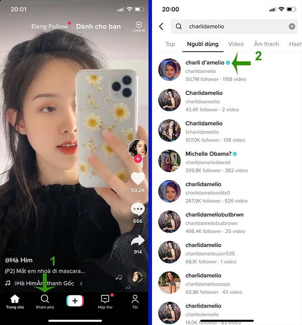 Hình ảnh tài khoản TikTok có dấu tích xanh để hack follow miễn phí