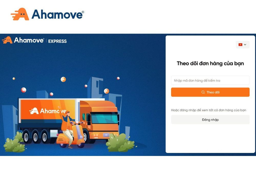 Giao diện tra cứu đơn hàng của Ahamove trên website