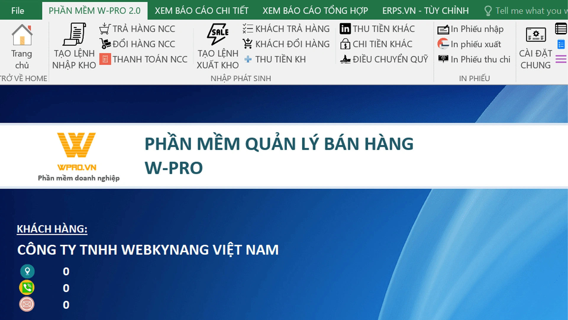 Minh họa phần mềm Wpro với giao diện Excel đơn giản, dễ sử dụng cho cửa hàng sơn