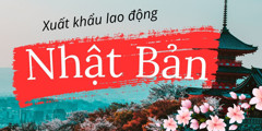 Bản đồ và cờ Nhật Bản cùng các biểu tượng liên quan đến việc làm, thể hiện thông tin về xuất khẩu lao động
