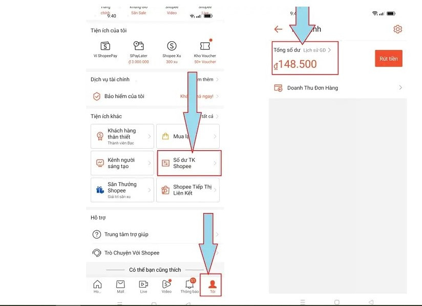 Người dùng thực hiện thanh toán đơn hàng trên ứng dụng Shopee