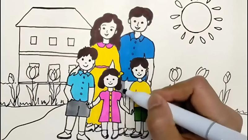 Một bức tranh gia đình nhiều màu sắc đã hoàn thiện