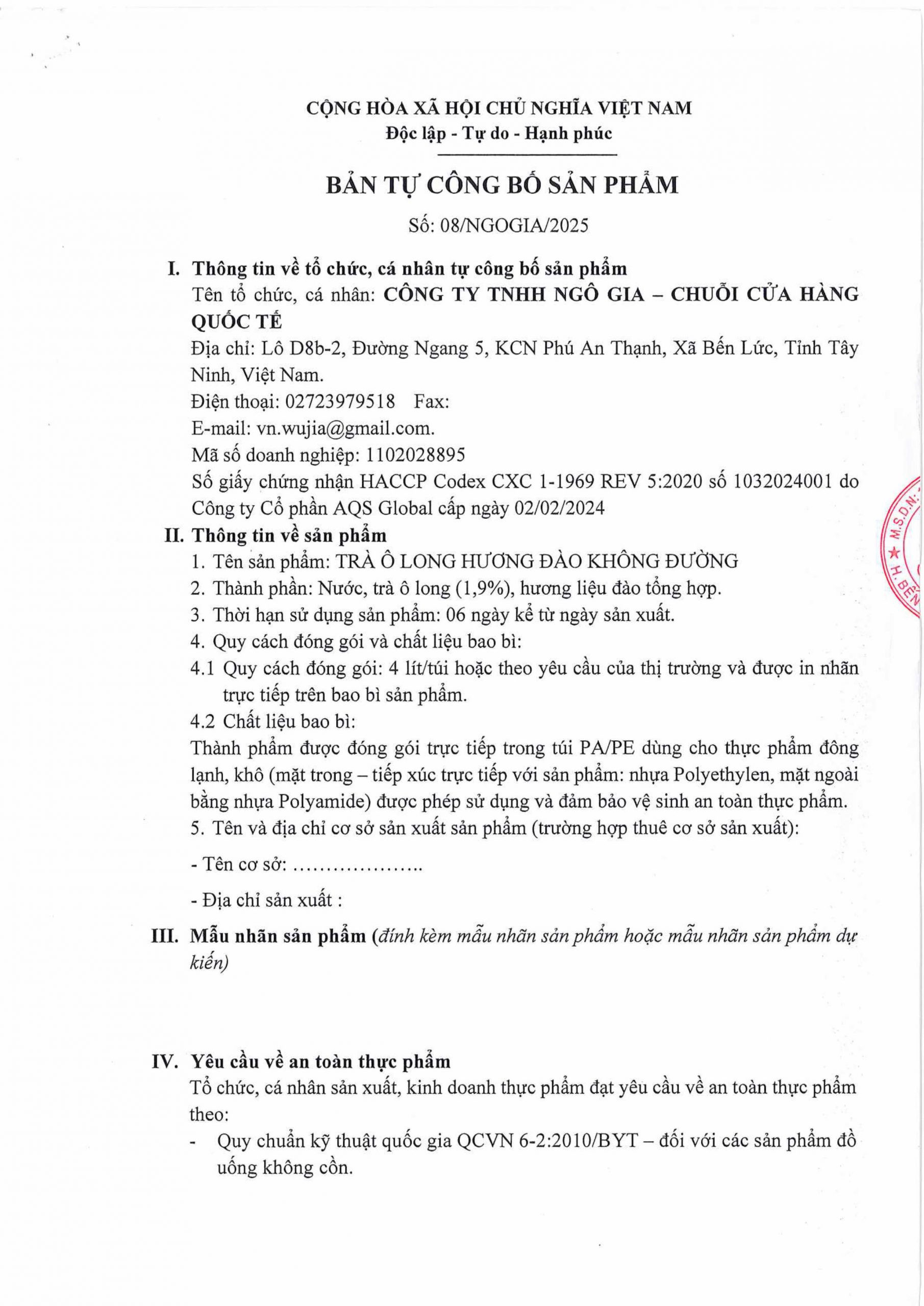 Trà Ô Long Hương Đào Không Đường với hương vị thanh khiết