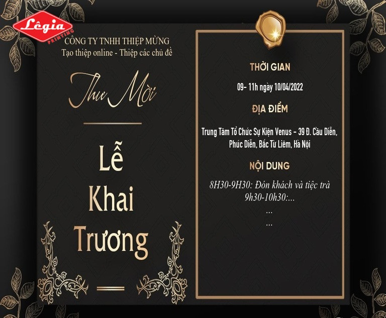 Thiệp mời khai trương thể hiện sự lịch sự và tôn trọng đối với khách mời