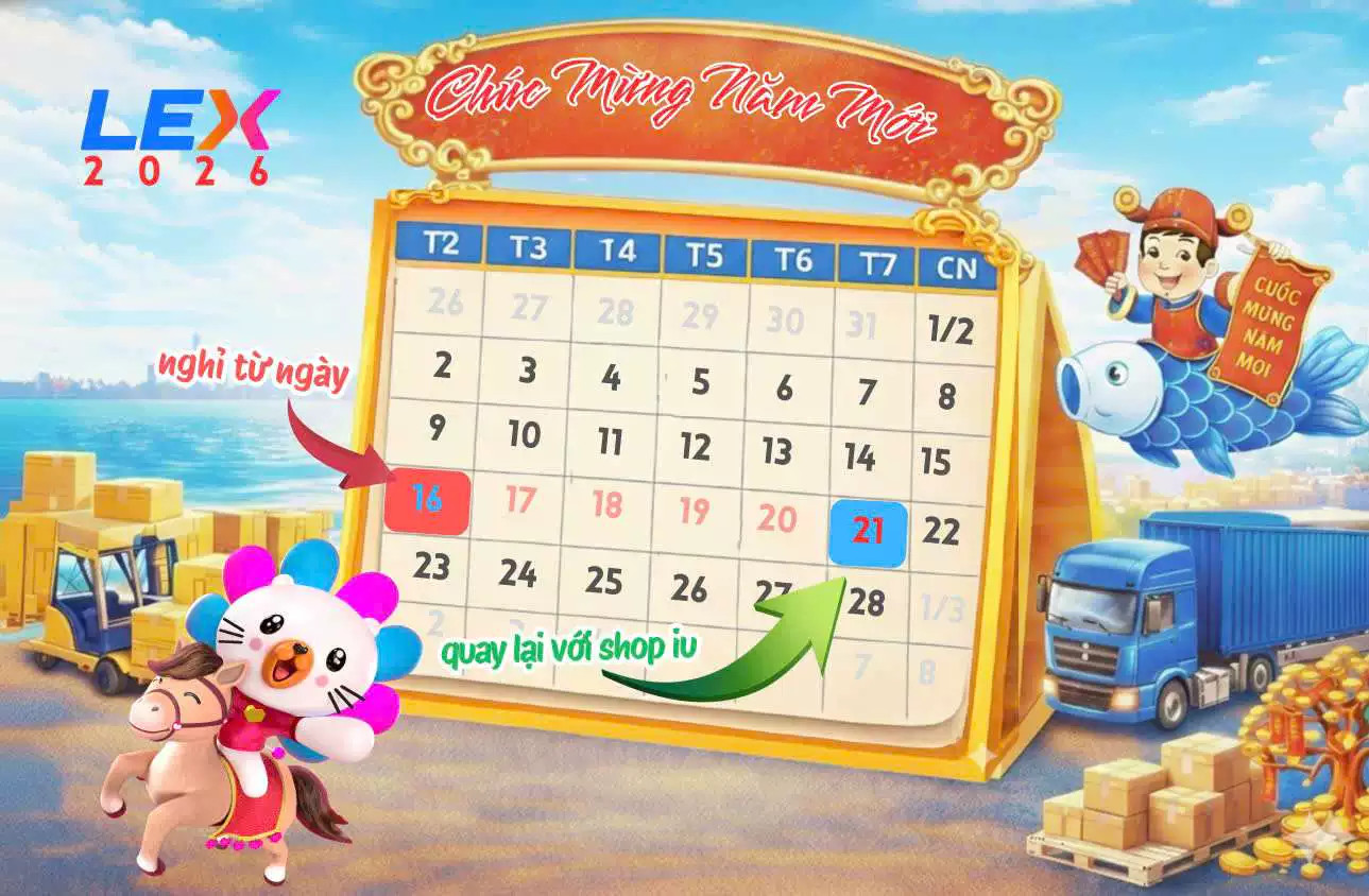 Hình ảnh chúc mừng năm mới với các biểu tượng may mắn và gói quà